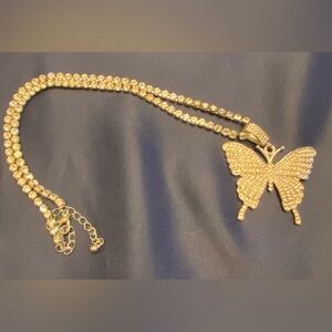 Bling butterfly pendant with bling necklace